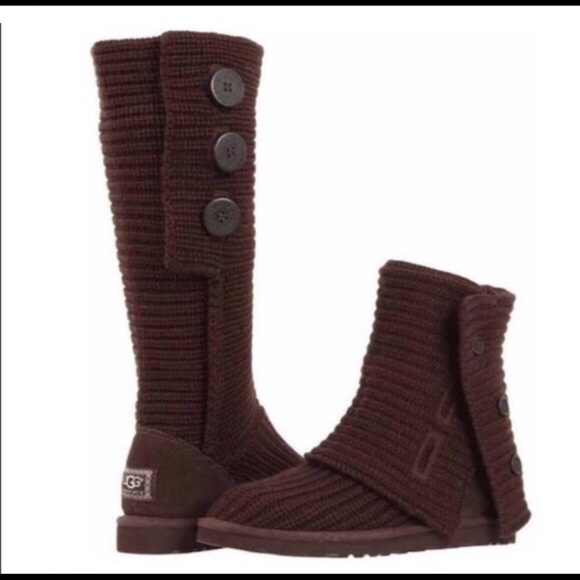 UGG Shoes - UGG Classic Cardy Knit Brown Boots Tall & Short with Buttons | Size 7